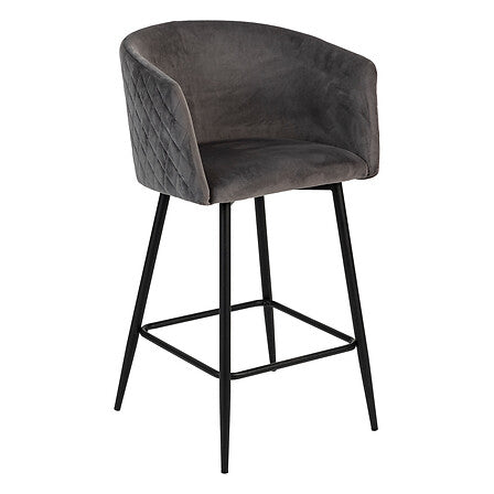 Fauteuil De Bar Marlo En Velours Gris