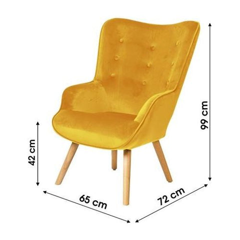 Fauteuil De Salon En Velours Jaune Moutarde