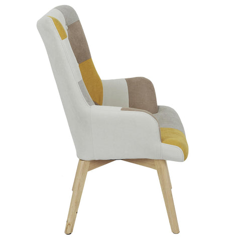 Fauteuil De Salon Helskini Patchwork Jaune