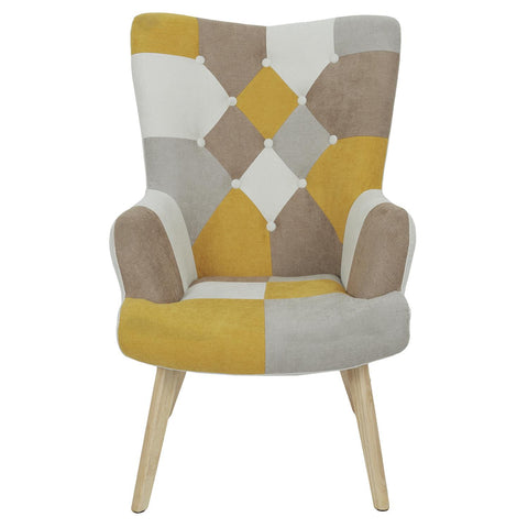 Fauteuil De Salon Helskini Patchwork Jaune