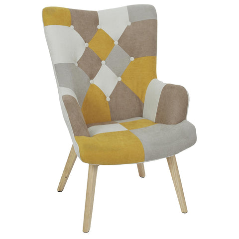 Fauteuil De Salon Helskini Patchwork Jaune