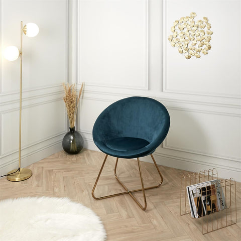 Fauteuil En Métal Et Velours Karl Bleu Canard