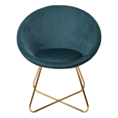 Fauteuil En Métal Et Velours Karl Bleu Canard