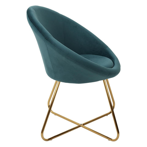 Fauteuil En Métal Et Velours Karl Bleu Canard