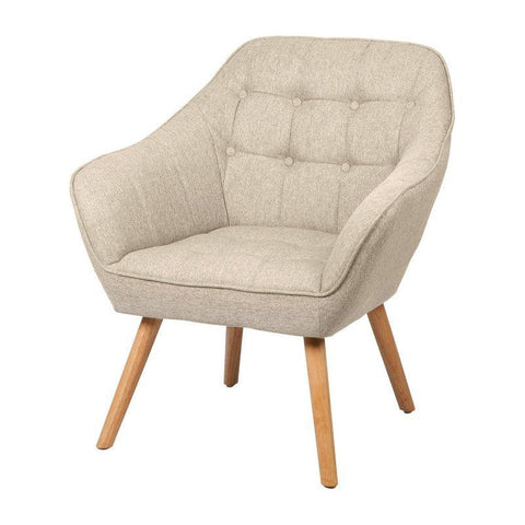 Fauteuil En Tissu Pied En Bois Beige