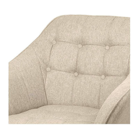 Fauteuil En Tissu Pied En Bois Beige