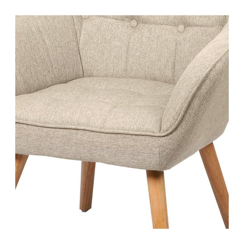 Fauteuil En Tissu Pied En Bois Beige