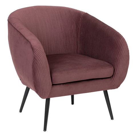 Fauteuil En Velours Plissé Solaro Rubis Prune