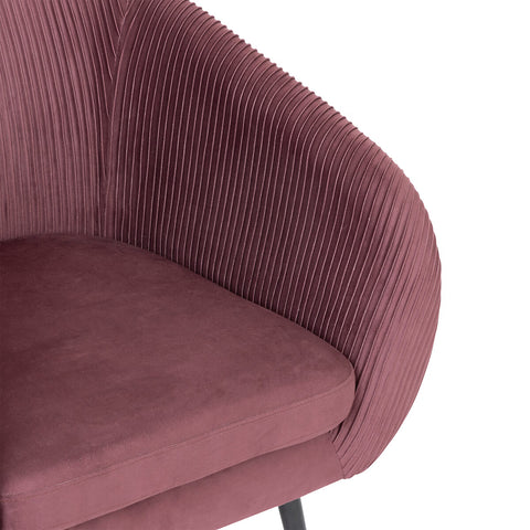 Fauteuil En Velours Plissé Solaro Rubis Prune