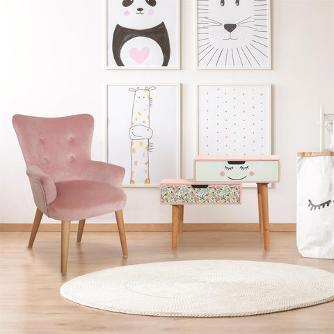 Fauteuil En Velours Pour Enfant Helsinki Rose