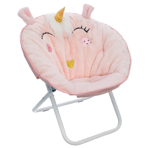 Fauteuil Enfant Pliant En Tissu Licorne Rose