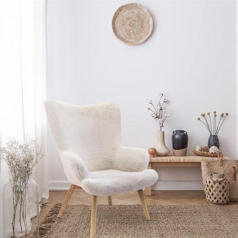 Fauteuil Helsinki Imitation Fourrure Blanc