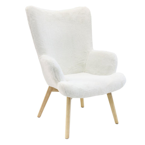 Fauteuil Helsinki Imitation Fourrure Blanc