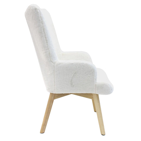 Fauteuil Helsinki Imitation Fourrure Blanc