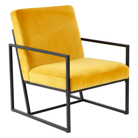 Fauteuil Ocre Velours Agatha