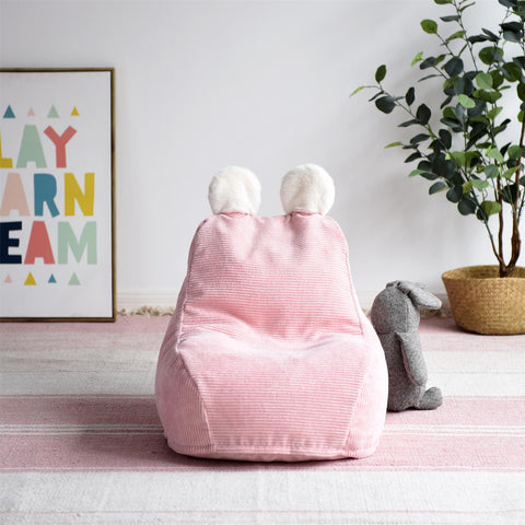 Fauteuil Poire Enfant Rose velours côtelé