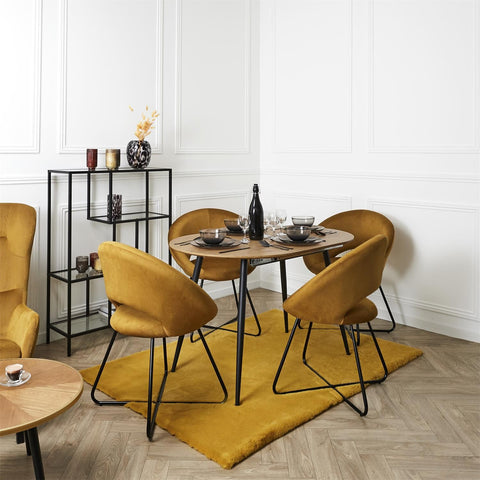 Fauteuil Rond Velours Côtelé Giulia Jaune