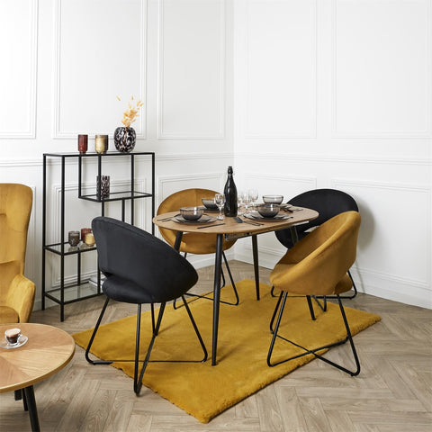 Fauteuil Rond Velours Côtelé Giulia Jaune