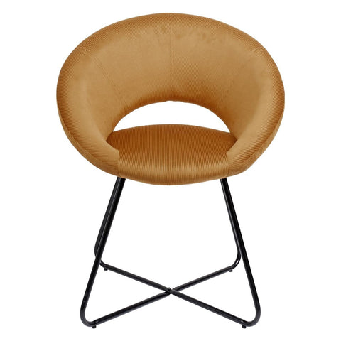 Fauteuil Rond Velours Côtelé Giulia Jaune