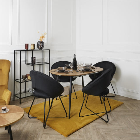 Fauteuil Rond Velours Côtelé Giulia Noir