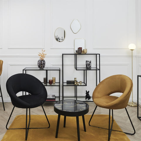 Fauteuil Rond Velours Côtelé Giulia Noir