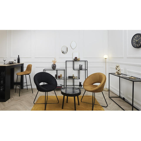 Fauteuil Rond Velours Côtelé Giulia Noir