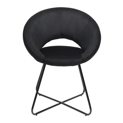 Fauteuil Rond Velours Côtelé Giulia Noir