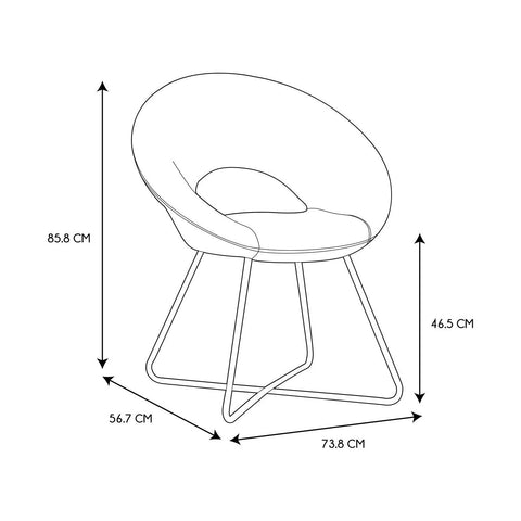 Fauteuil Rond Velours Côtelé Giulia Noir