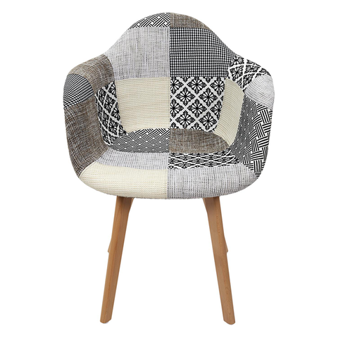 Fauteuil Scandinave Patchwork Blanc Gris