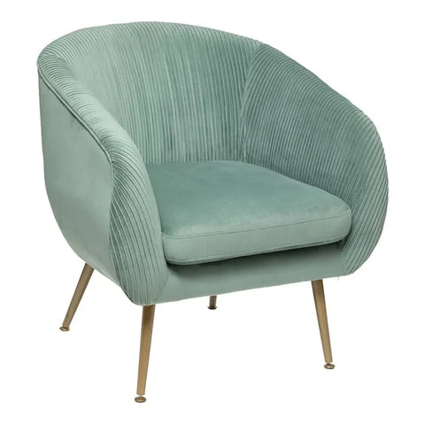 Fauteuil Velours Plissé Vert Jade Solaro