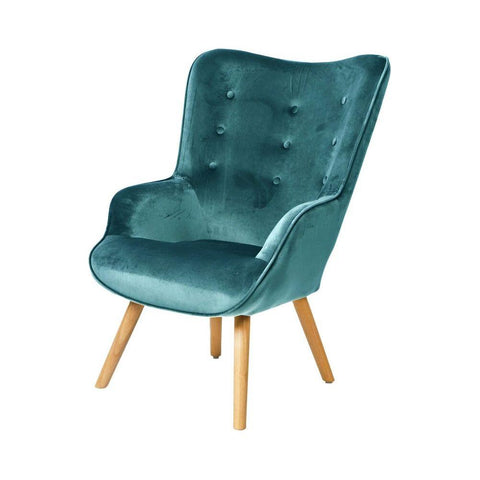 Fauteuil de salon velours bleu canard