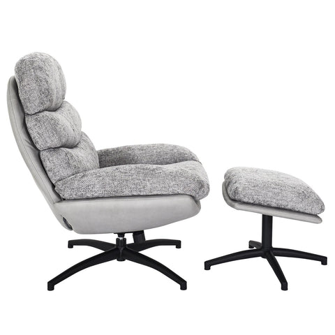 Fauteuil avec pouf Wiliam 99cm Gris