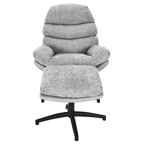 Fauteuil avec pouf Wiliam 99cm Gris