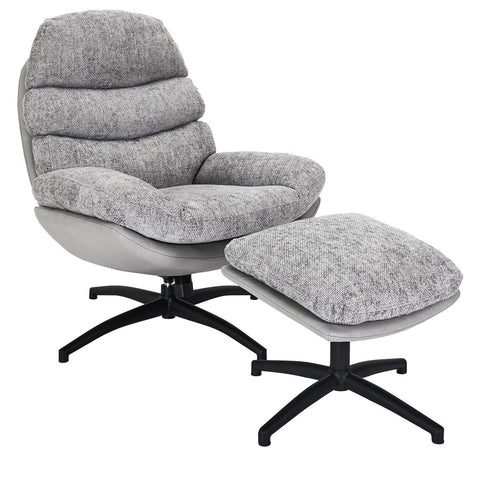 Fauteuil avec pouf Wiliam 99cm Gris