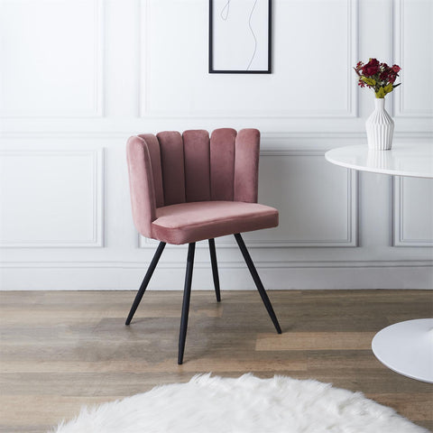 Chaise Ariel En Velours Rose