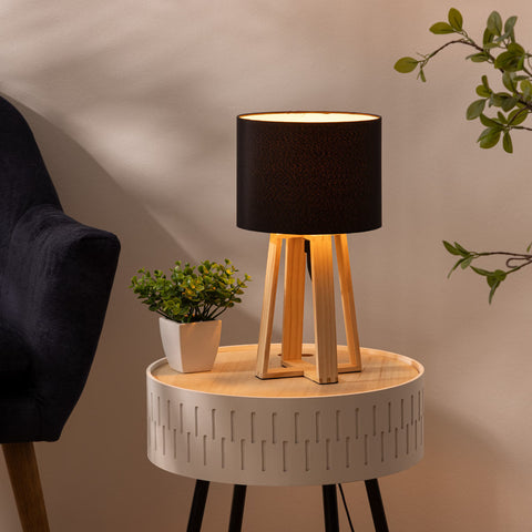 Lampe Multi Pieds En Pin Molu Noir