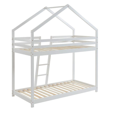 Lit Cabane Superposé TINY Sommier Inclus Blanc 90x190