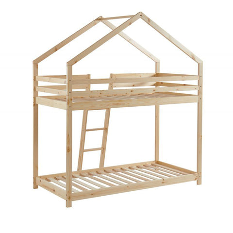 Lit Cabane Superposé TINY Sommier Inclus Naturel 90x190