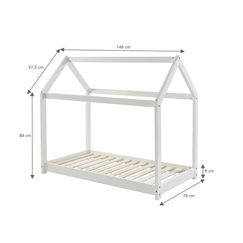 Lit Enfant Cabane TINY Sommier Inclus Blanc 70x140