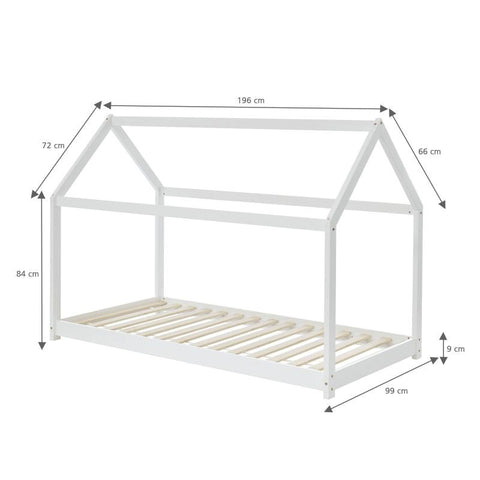 Lit Enfant Cabane TINY Sommier Inclus Blanc 90x190