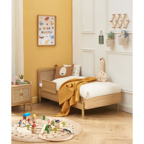 Lit Enfant PABLO Cannage Rotin Sommier Inclus Naturel 70x140