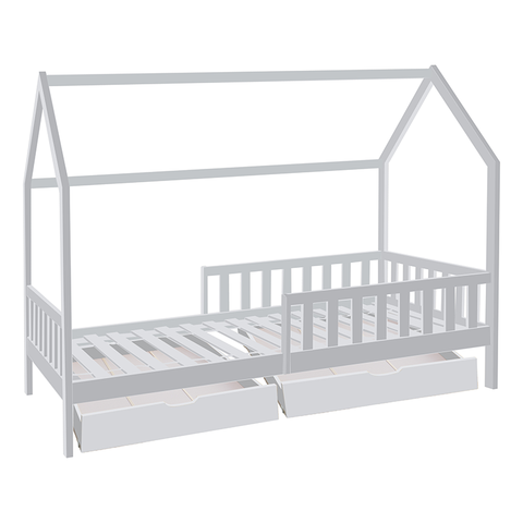 Lit cabane Pour Enfant Bosco 2 tiroirs 90x190 Blanc