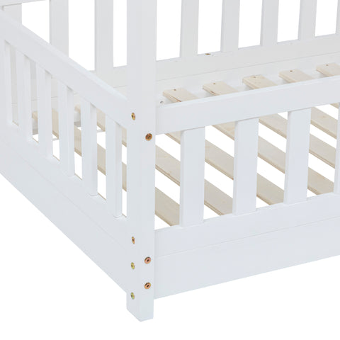 Lit cabane enfant Bosco Blanc 90x190