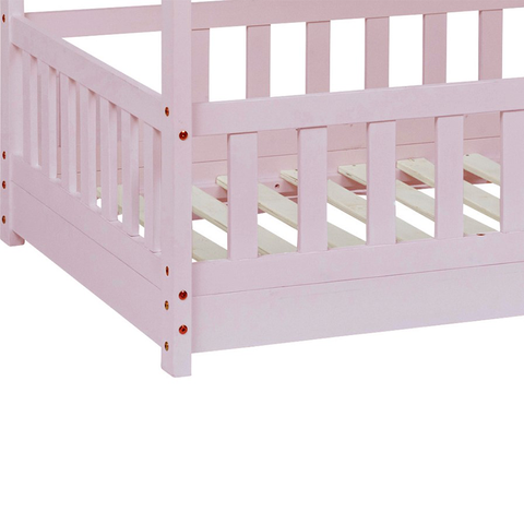 Lit cabane enfant Bosco Rose 90x190