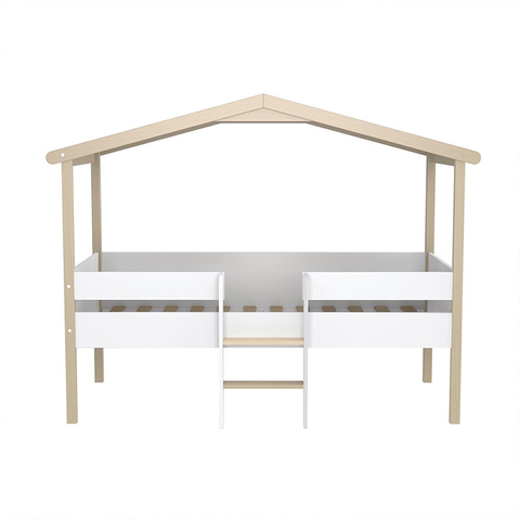 Lit cabane enfant PILOTI 90x190 avec sommier Blanc