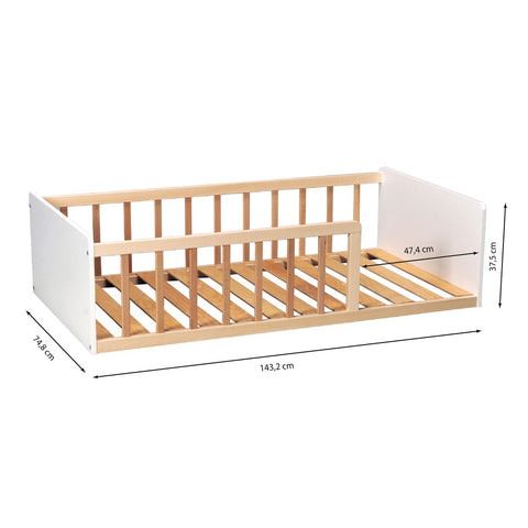 Lit enfant Pilou 70x140 avec sommier Blanc et Naturel