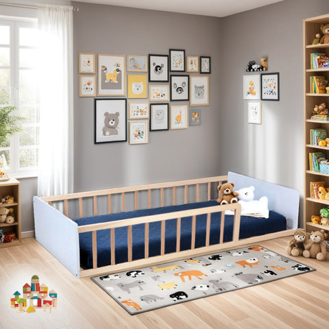 Lit enfant Pilou 90x190 avec sommier Blanc Et Naturel