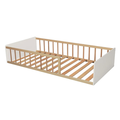 Lit enfant Pilou 90x190 avec sommier Blanc Et Naturel