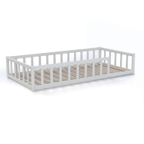 Lit enfant barrière Nino 90x190 avec sommier inclus Blanc