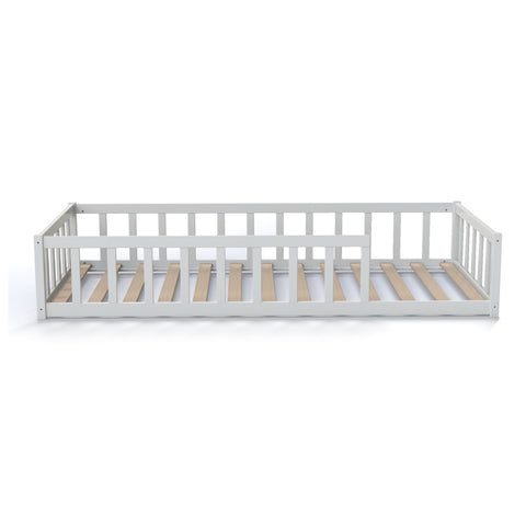 Lit enfant barrière Nino 90x190 avec sommier inclus Blanc